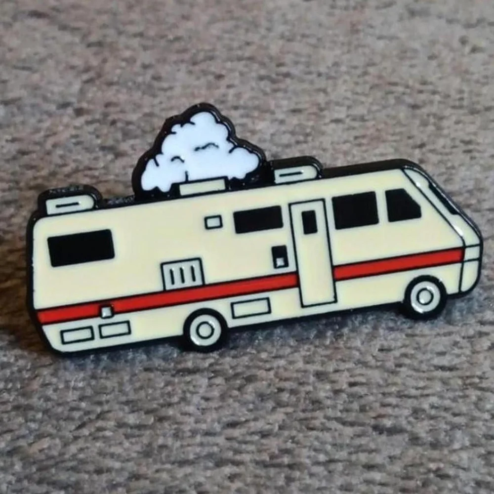 Retro Camper Van Metal Enamel Pin, 70s 80s Adventure Camping Van Life Brooch